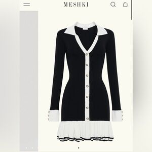 Meshki Pareesa Contrast Frill Mini Dress - Black